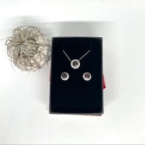 Garnet Gem Sterling Silver Necklace & Earring Set!